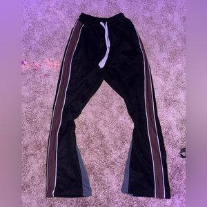 Brown and black flared sweatpants